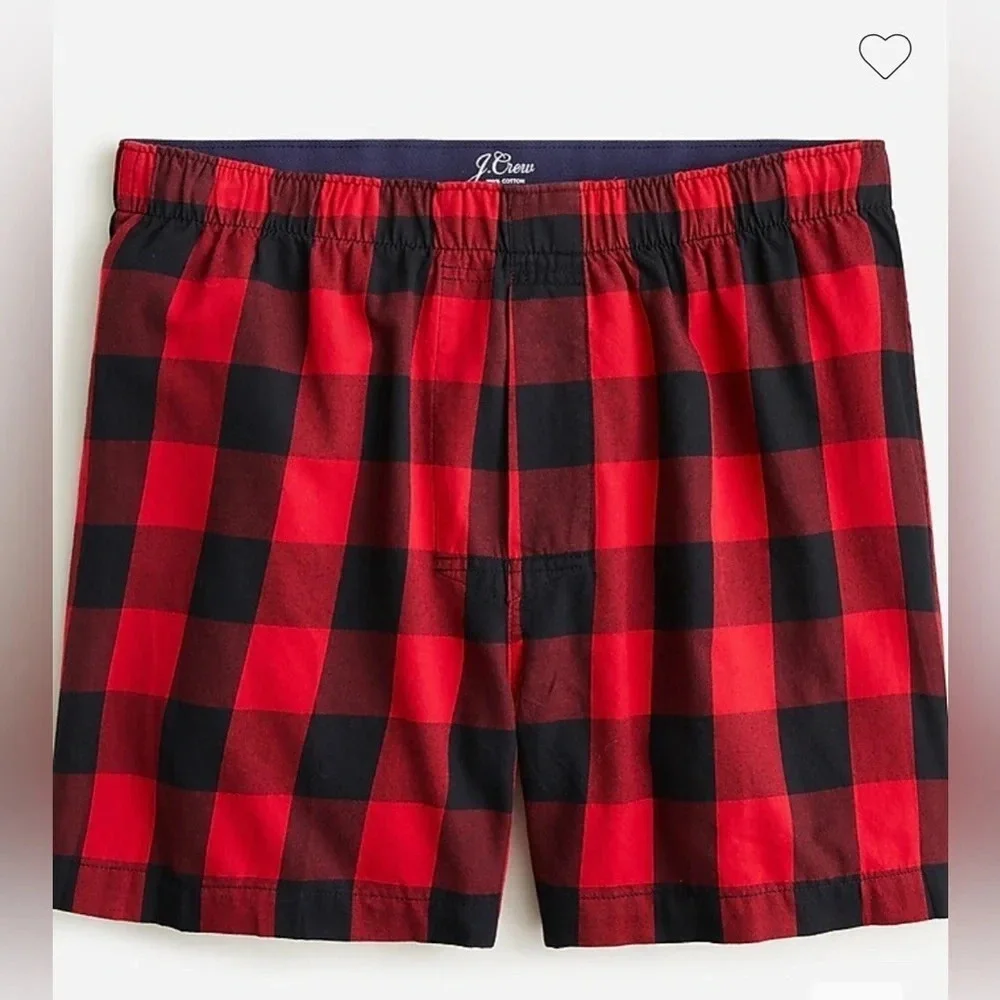 Mens J. Crew Buffalo Check Red Boxers, NWT, Size XS